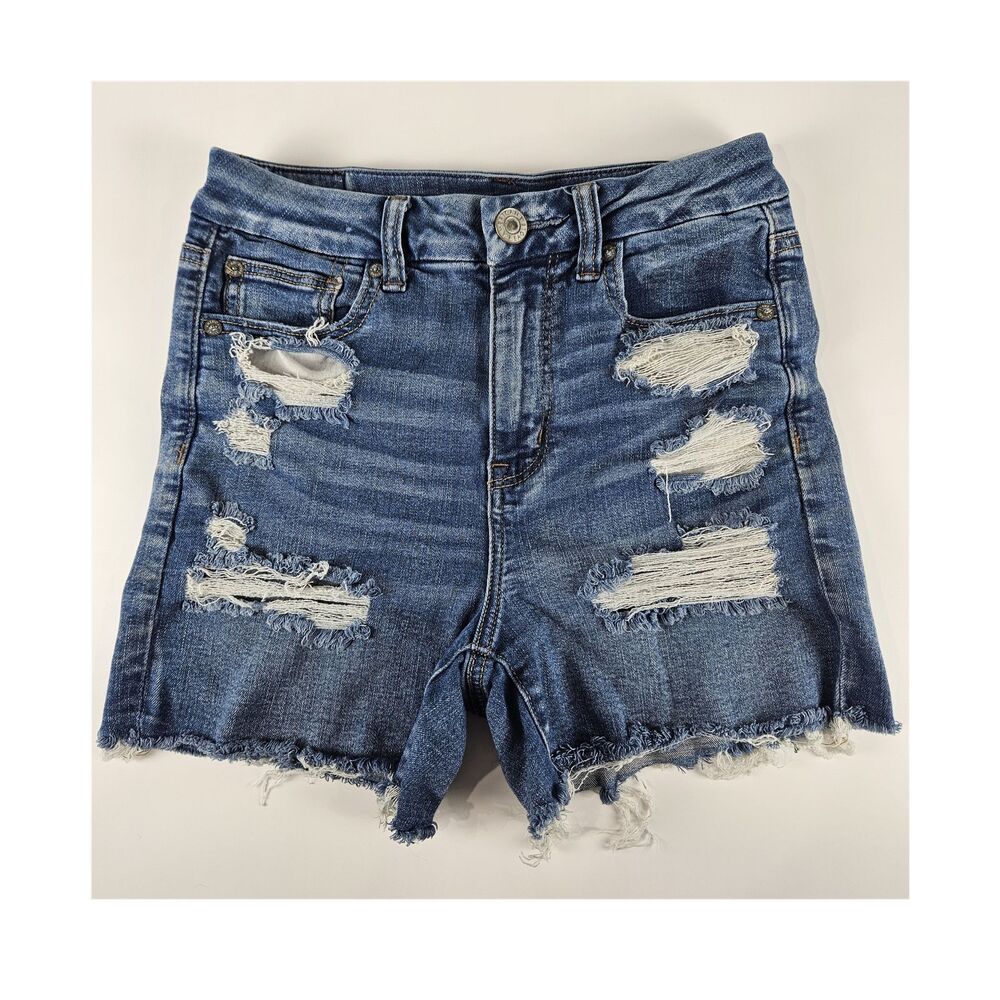 American Eagle Next Level Stretch High Rise Distressed Cutoff Denim Shorts 4/26